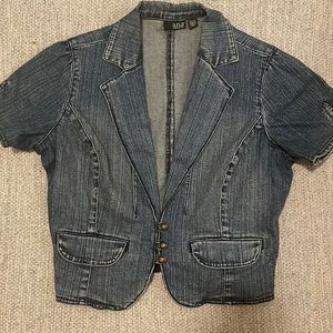 a.n.a new approach short sleeve blue jean blazer jacket